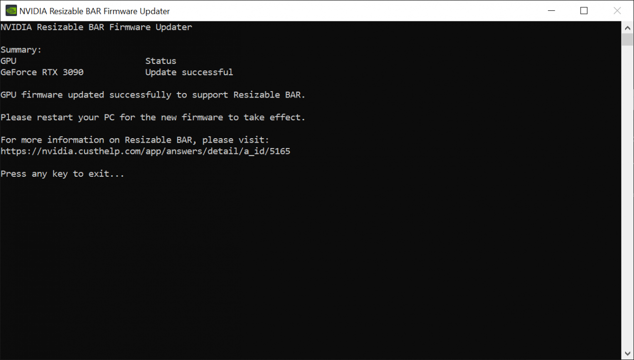 Nvidia rBAR Firmware Updater Step 4