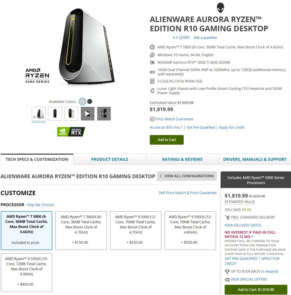 [13/04/2021] Ryzen 9 5900 und Ryzen 7 5800 ohne X: OEM-CPUs in Alienware-PCs verfügbar (1)