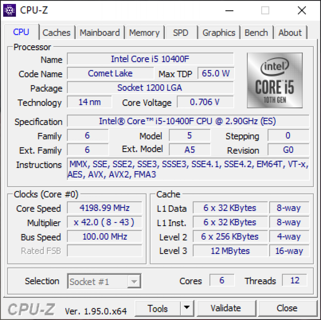 [22/04/2021] CPU-Z 10400F