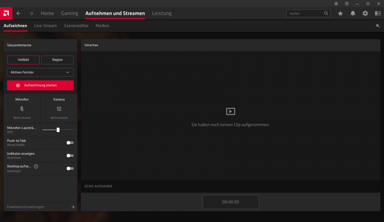 Radeon Software Adrenalin 2021 Full Installation - Aufnehmen und Streamen Optionen