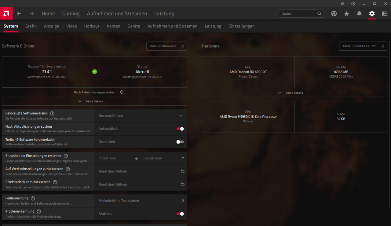 Radeon Software Adrenalin 2021 Full Installation -Einstellungen