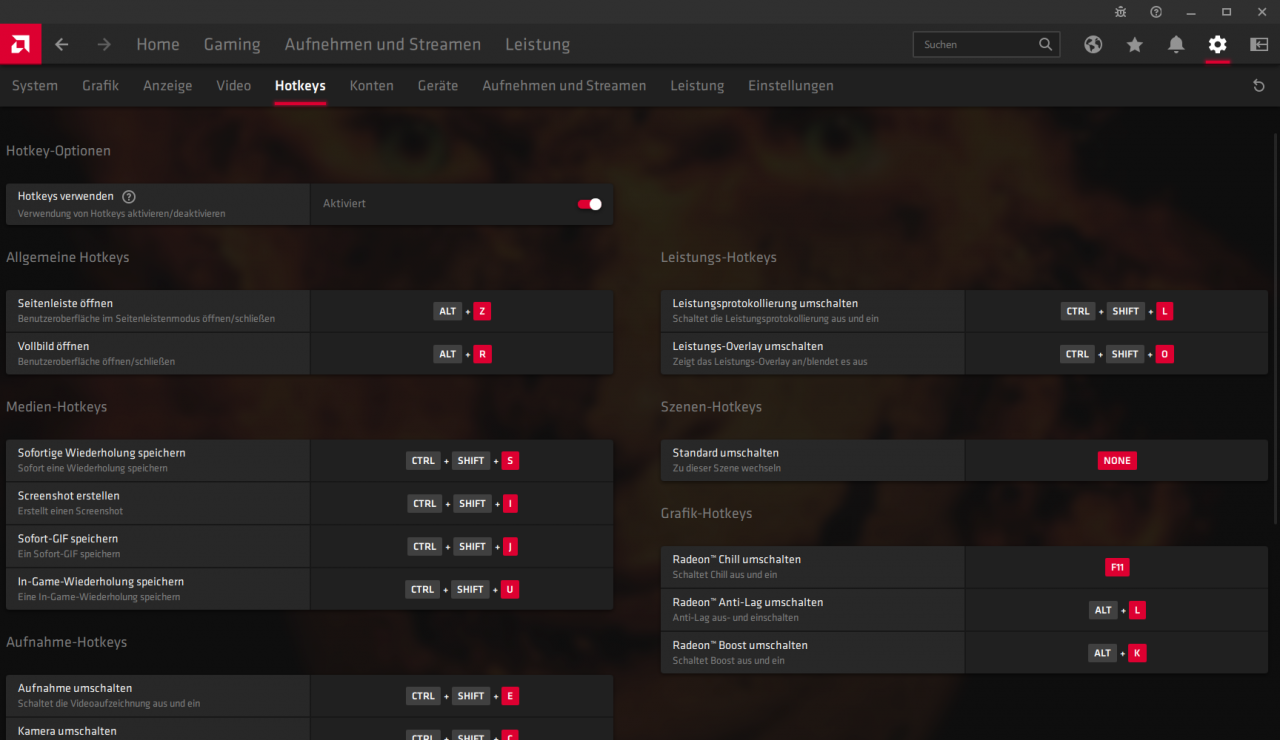 Radeon Software Adrenalin 2021 Full Installation - Hotkeys