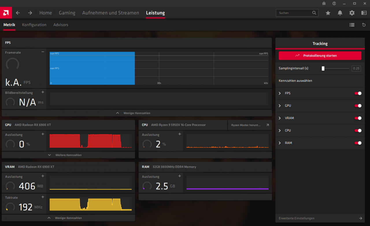 Radeon Software Adrenalin 2021 Full Installation - Leistung - Metrik erweitert