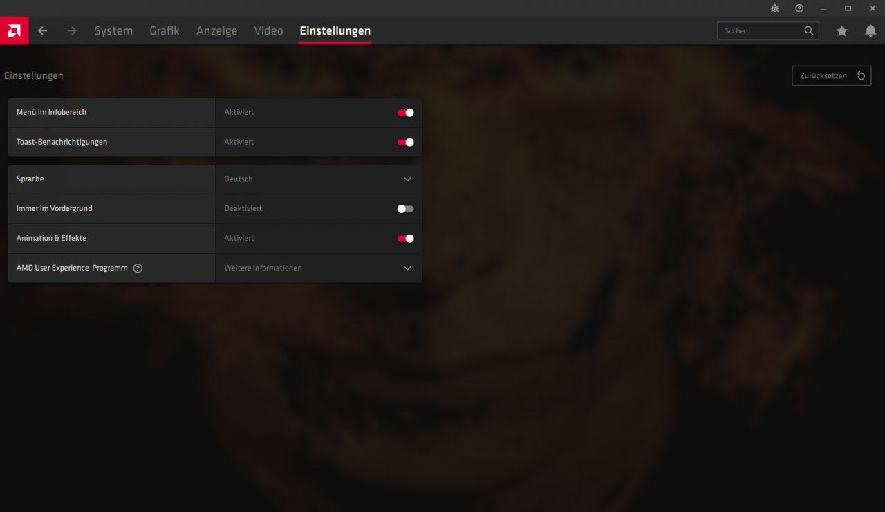 Radeon Software Adrenalin 2021 Minimum Installation - Einstellungen