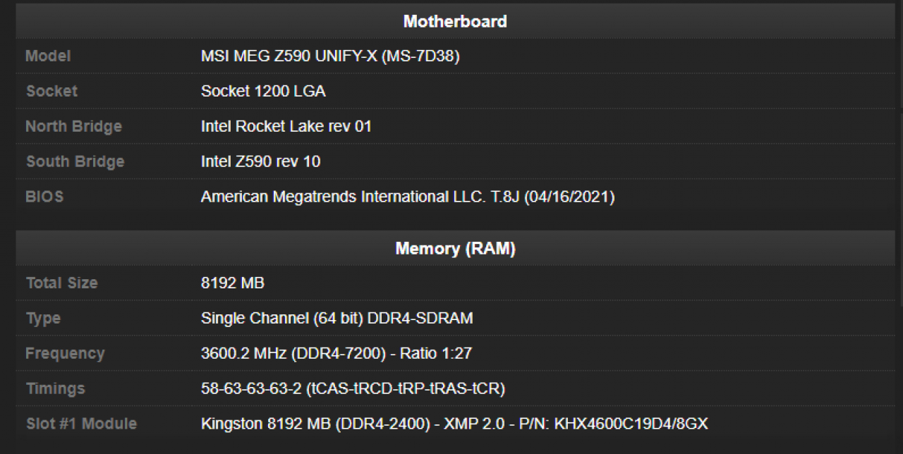 [28/04/2021] DDR4-7002 - validiert via CPU-Z