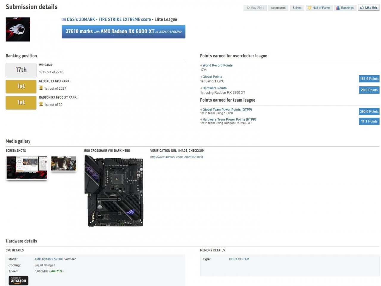 [14/05/2021] Radeon RX 6900 XT: Neuer OC- und 3DMark-Weltrekord mit über 3,3 GHz (2)