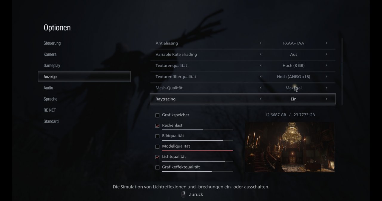 [01/05/2021] Resident Evil 8 Village Grafikoptionen: Raytracing