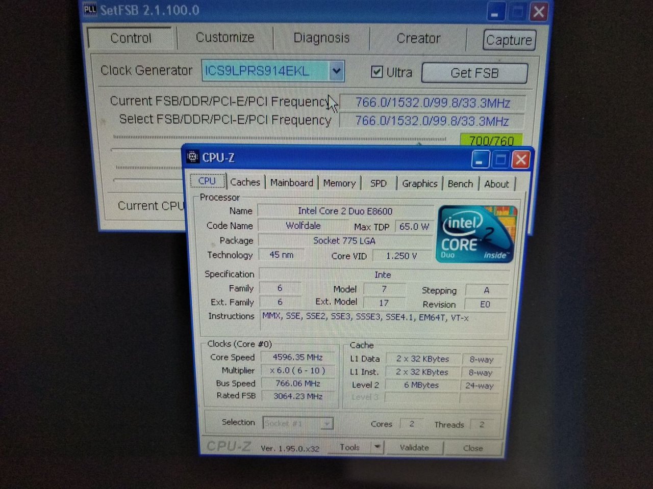 [11/05/2021] 766,06 MHz FSB im Windows-Betrieb