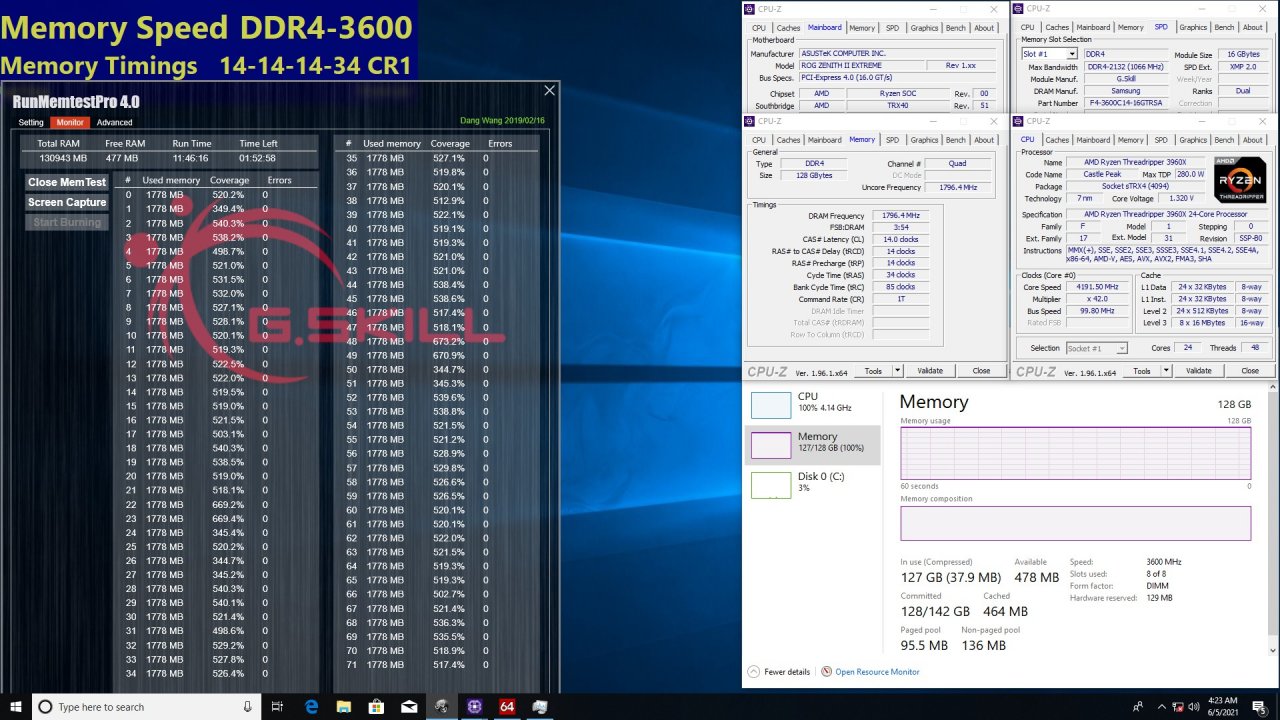 [08/06/2021] 8× 16 GiByte DDR4-3600 (14-14-14-34) in HCI Memtest