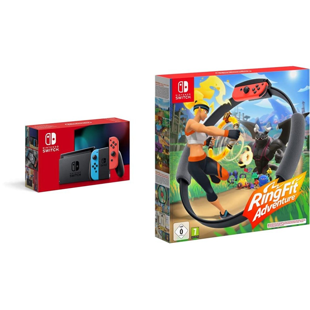 [22/06/2021] Nintendo Switch Konsole - Neon-Rot/Neon-Blau + Ring Fit Adventure Switch*
