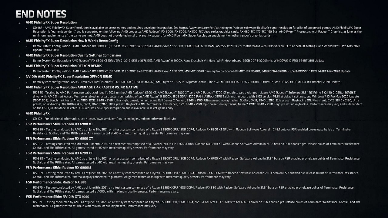 [22/06/2021] AMD FidelityFX Super Resolution FSR Presentation - Fußnoten/Footnotes