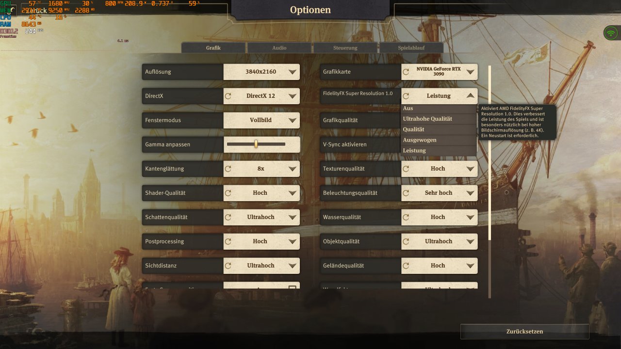 [20/06/2021] Anno 1800 FidelityFX Super Resolution FSR Drown down menu