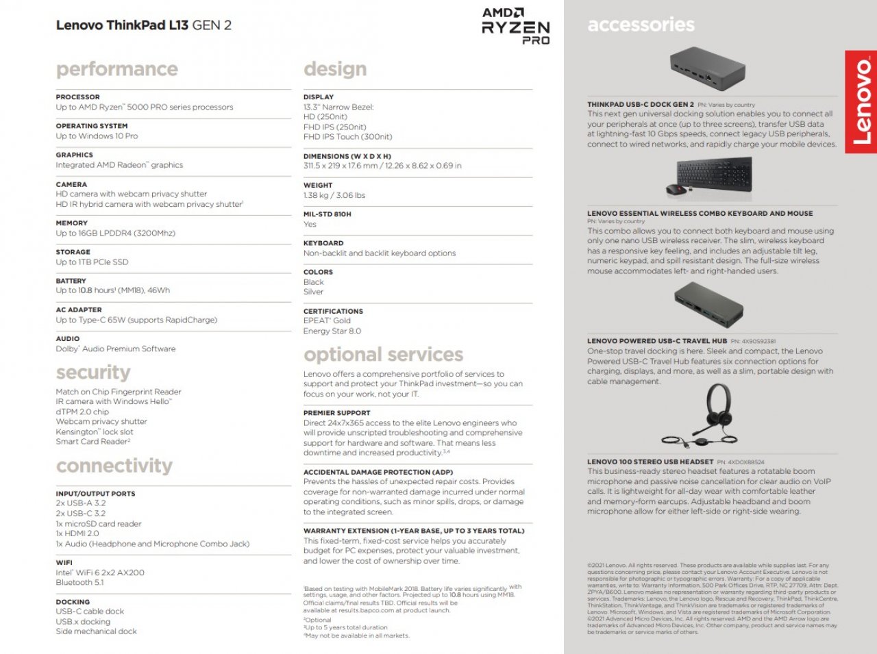 [23/06/2021] Datenblatt Lenovo Thinkpad L13 Gen 2 AMD Ryzen Prozessor