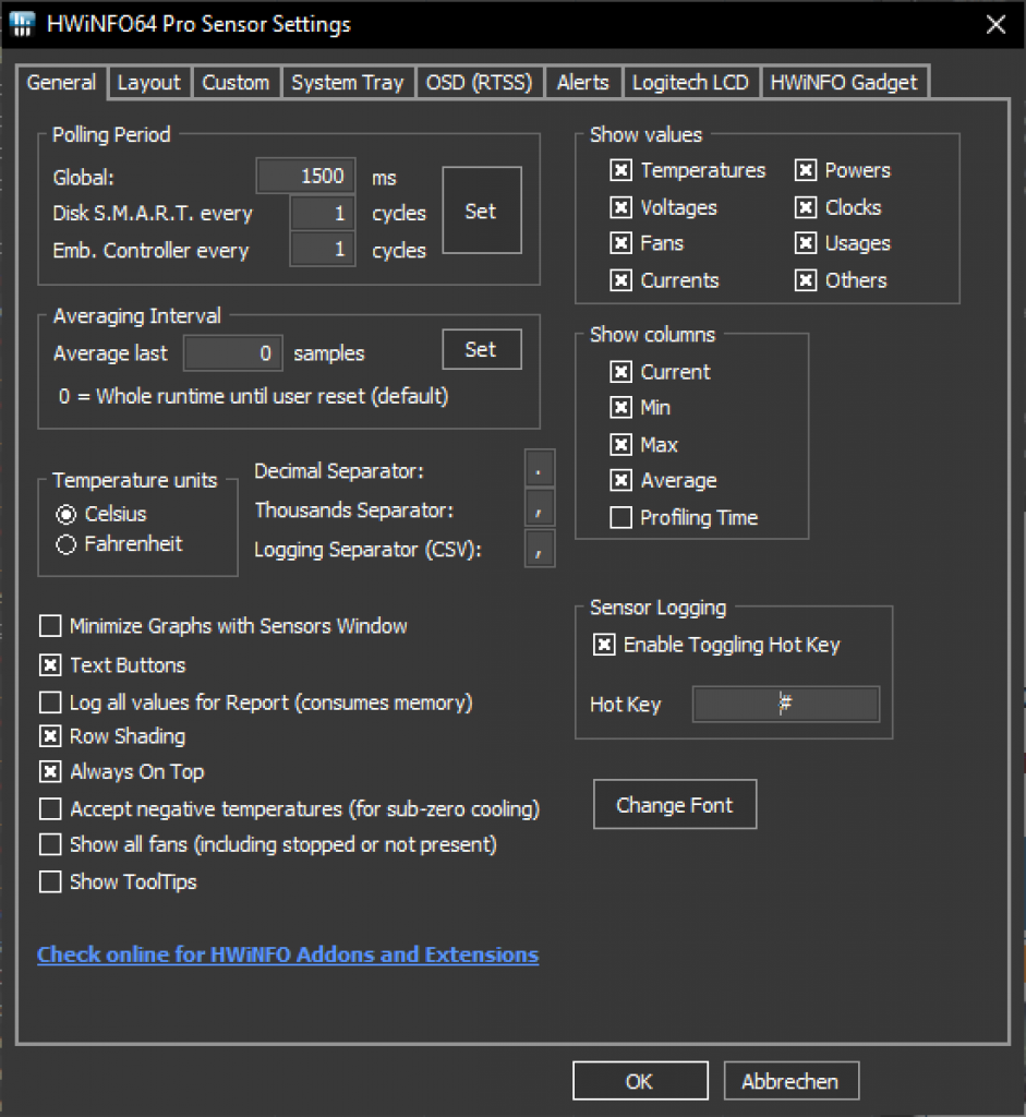 [25/06/2021] HWINFO_10 (Sensor-Options)