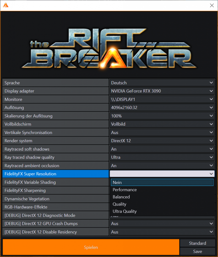 [20/06/2021] The Riftbreaker FidelityFX Super Resolution Drop down Menu