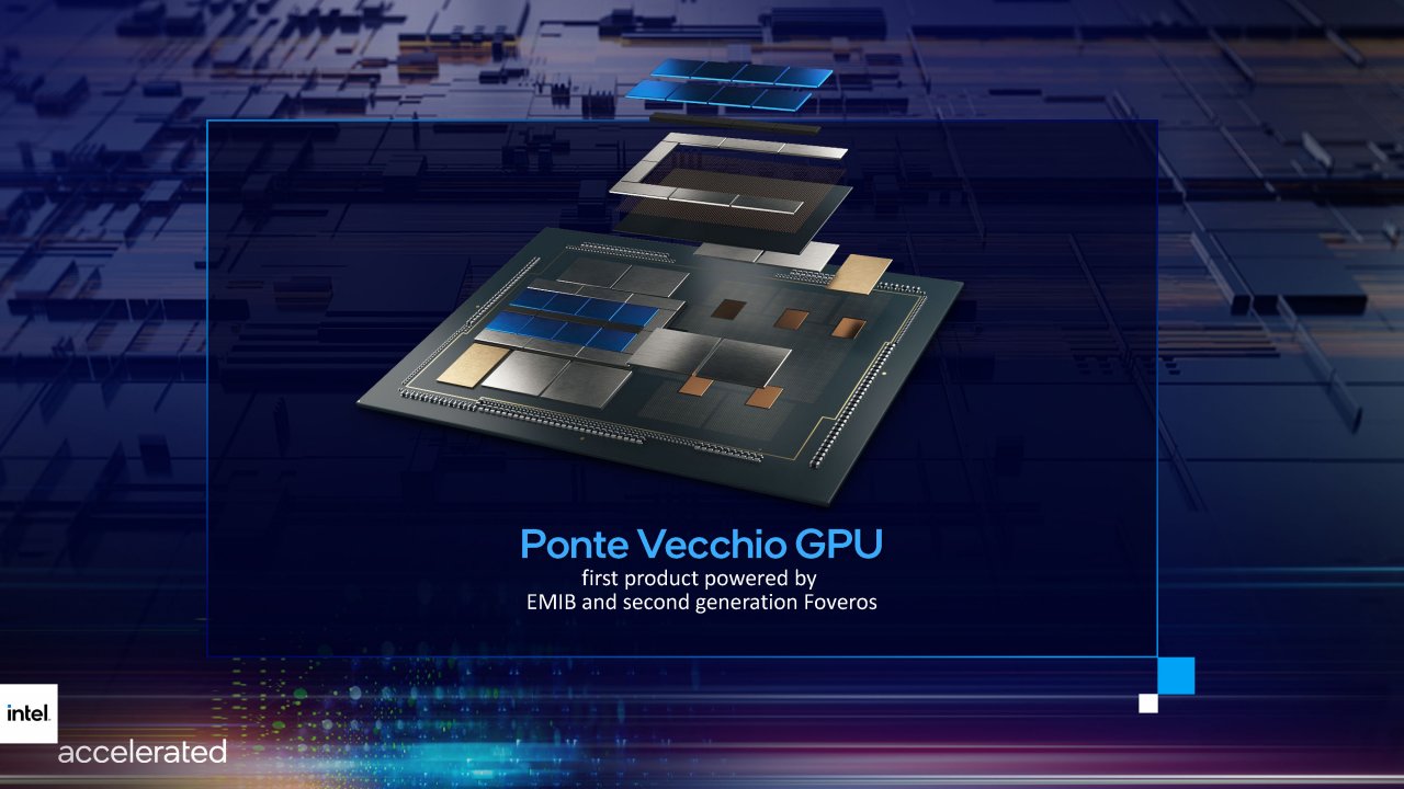 [27/07/2021] Intel Accelerated 2021 presentation Seite 36 Mit 4 Chiptypen und 22 Stückchen Silizium (zzgl. EMIB) gibt der HPC-Beschleunier Ponte Vecchio 