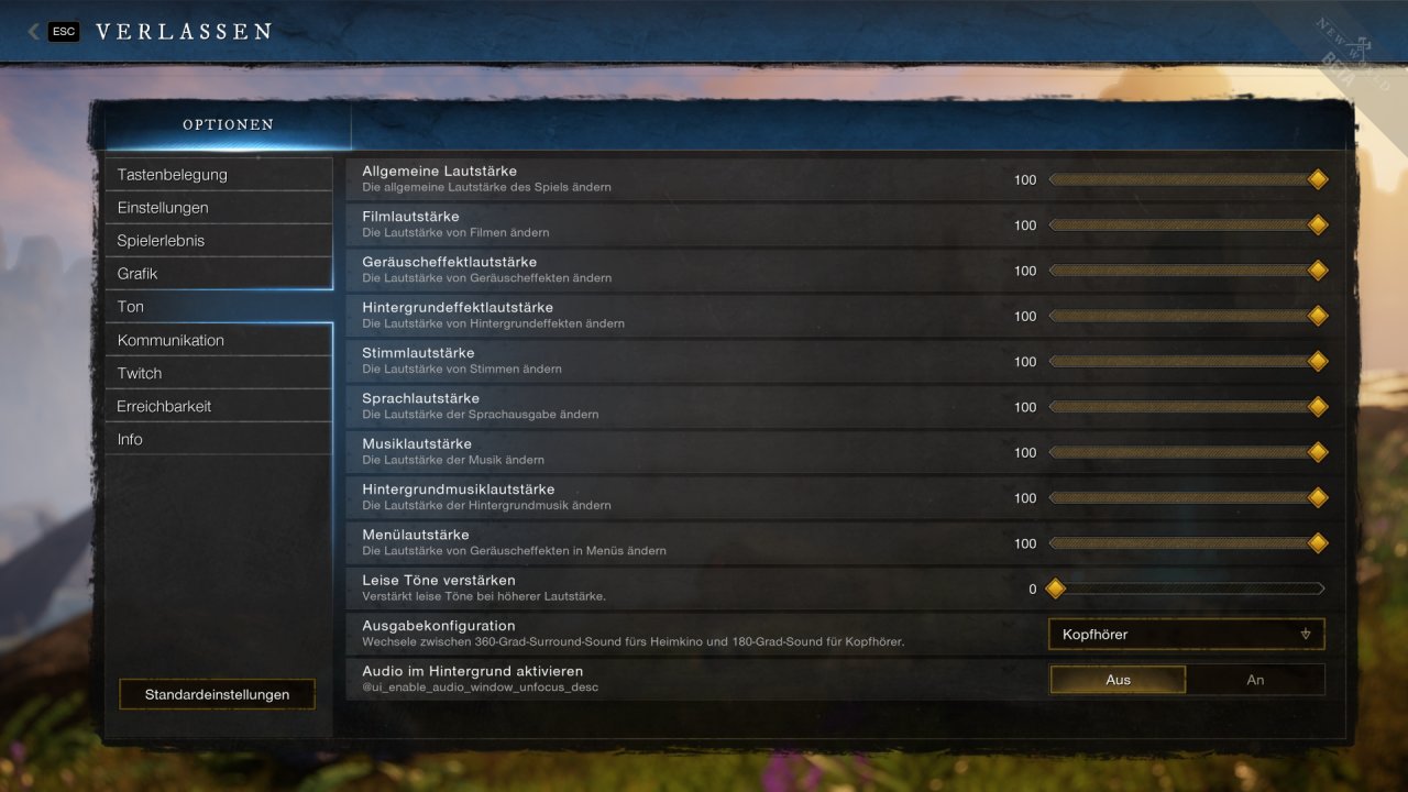 [28/07/2021] New World Closed Beta - Menü - Ton