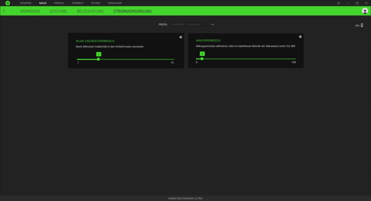 [28/07/2021] Razer Gaming Software: Maus-Stromversorgung