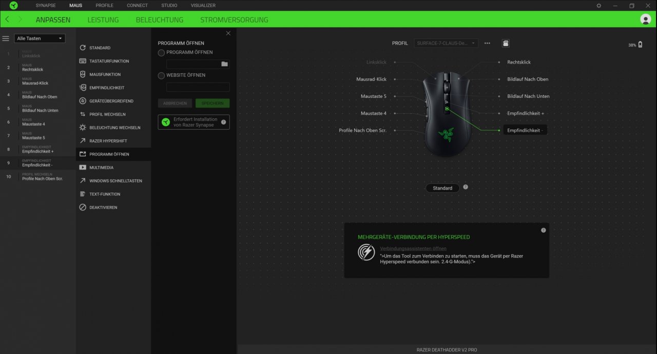 [28/07/2021] Razer Gaming Software: Maus-Tastenbelegung