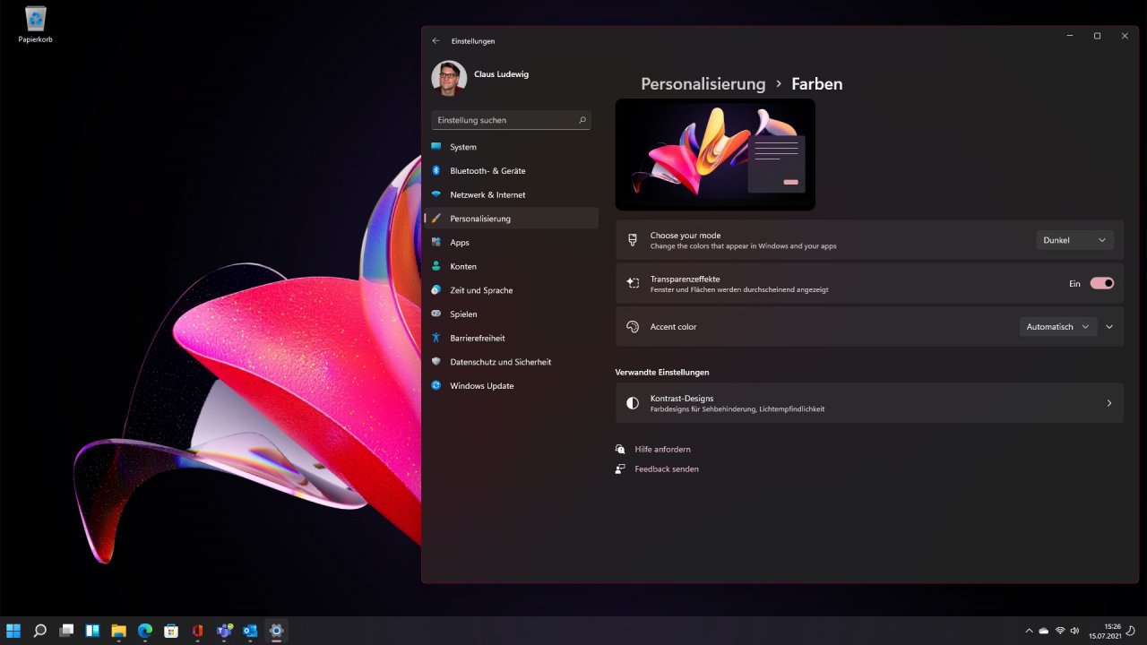 [15/07/2021] Windows 11 Design aufgezeichnete Bewegung