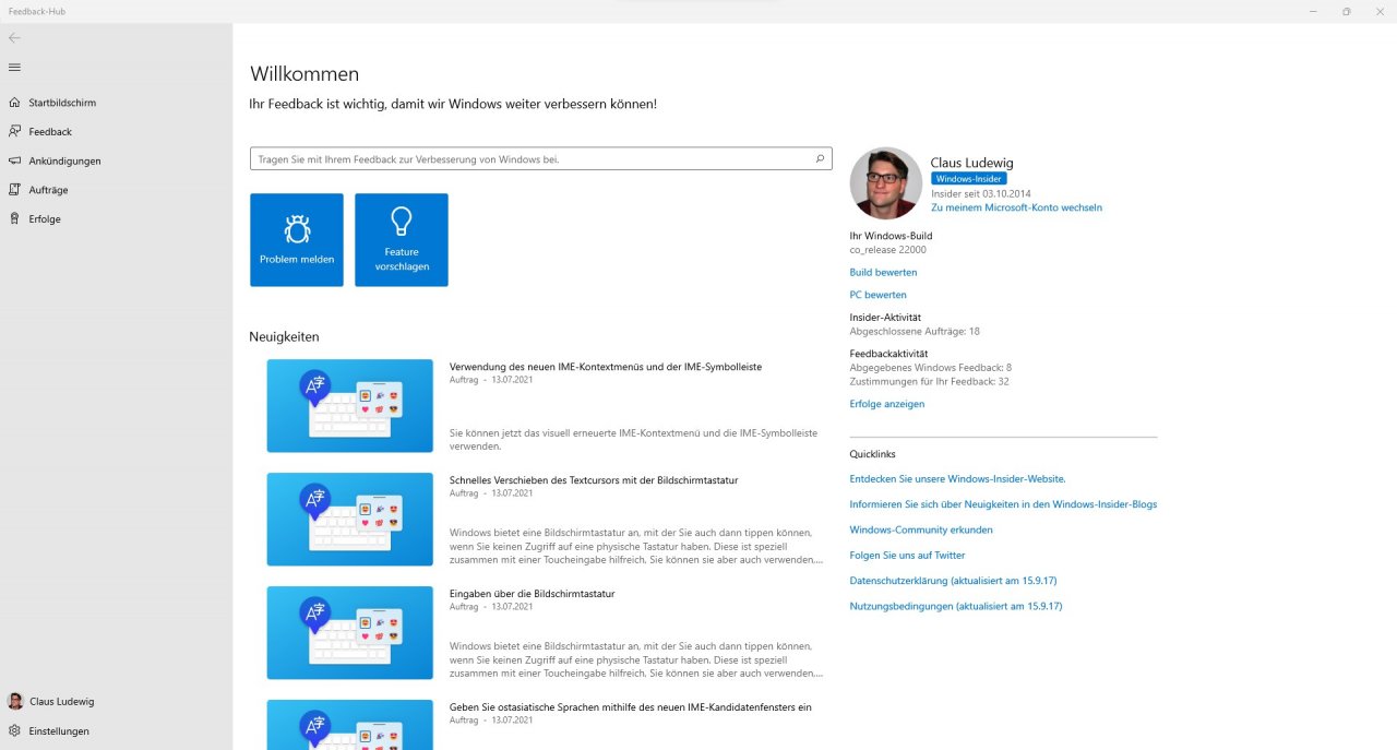 [14/07/2021] Windows 11 Feedback Hub 01