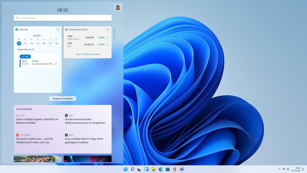 [27/07/2021] Windows 11: Widgets.