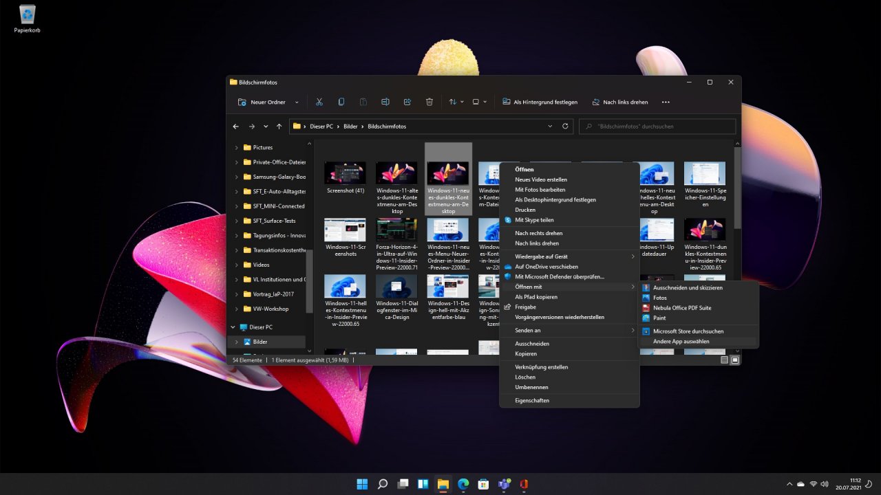 [20/07/2021] Windows 11 altes dunkles Kontextmenu im Datei Explorer