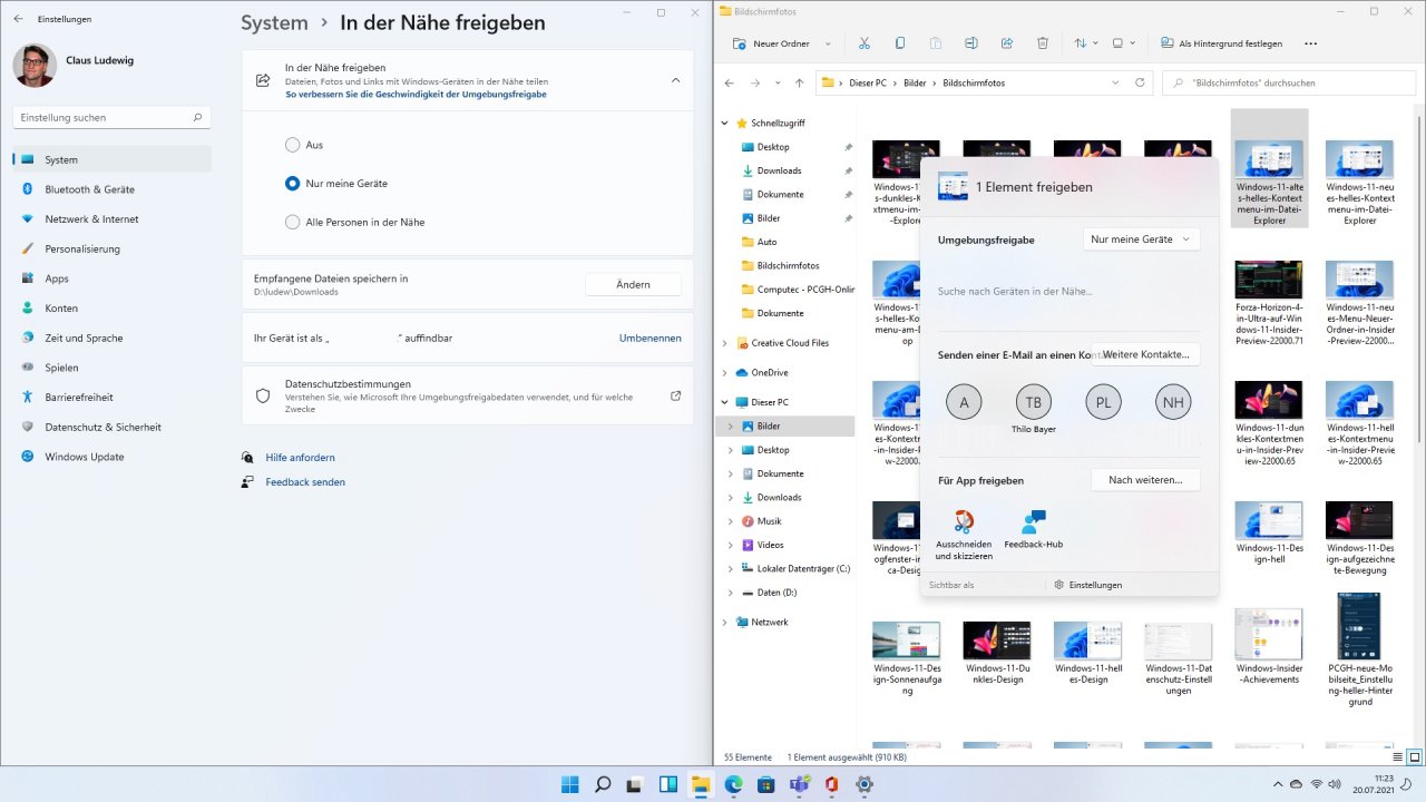 [20/07/2021] Windows 11 neues Teilen/Freigabe-Menü