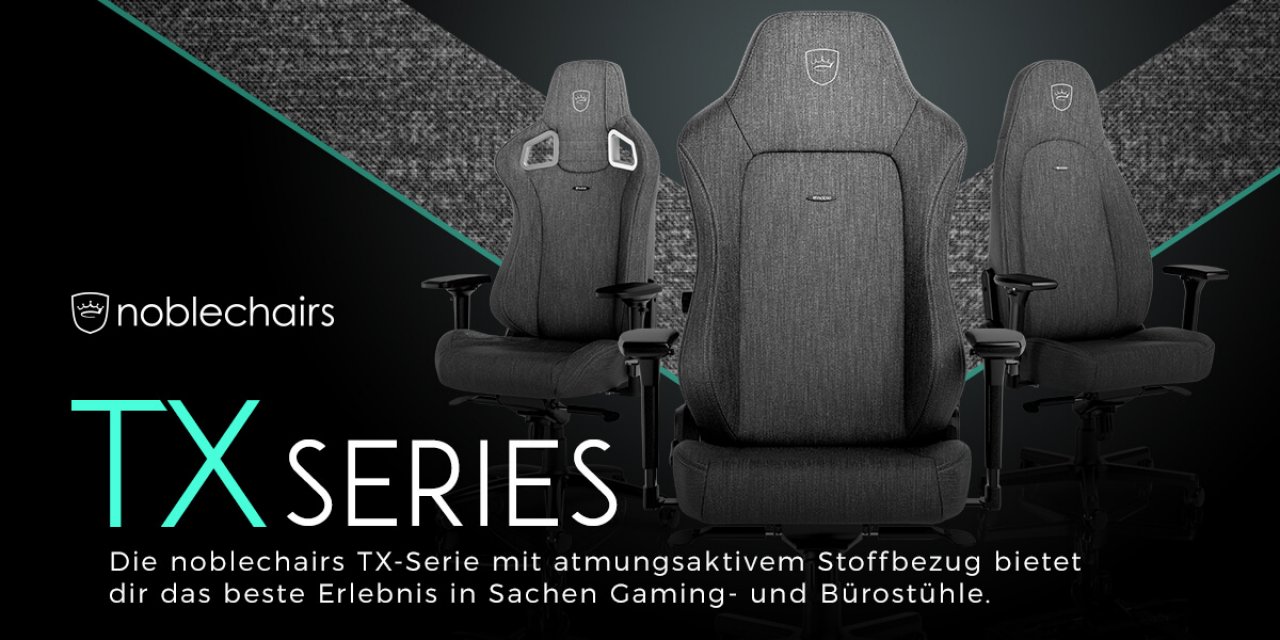 [30/07/2021] Neue Gaming-Stühle: Noblechairs stellt TX-Serie vor mit Stoffbezug vor.