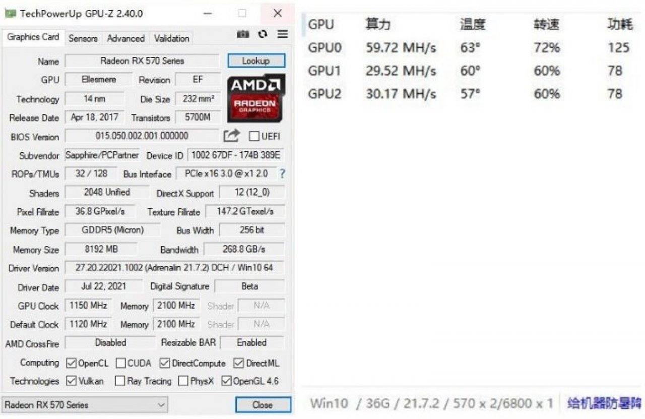 [13/08/2021] Krypto-Mining: 60 MH/s bei 125 Watt mit Polaris 20 Dual (1)