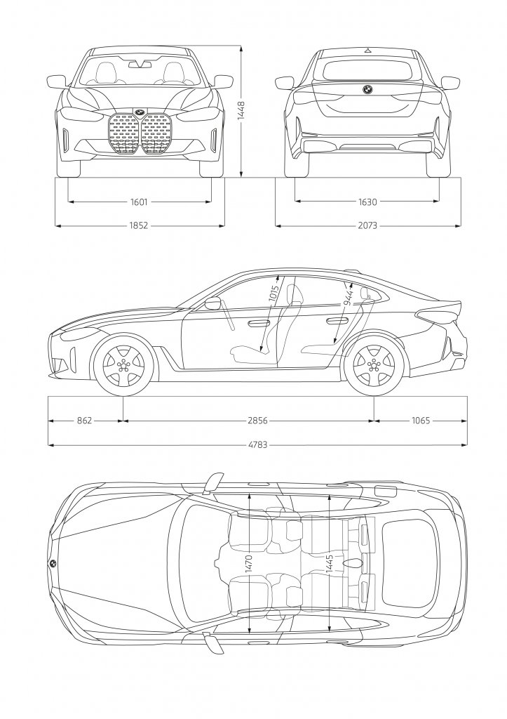 [24/09/2021] Abmessungen des Elektroautos BMW i4.