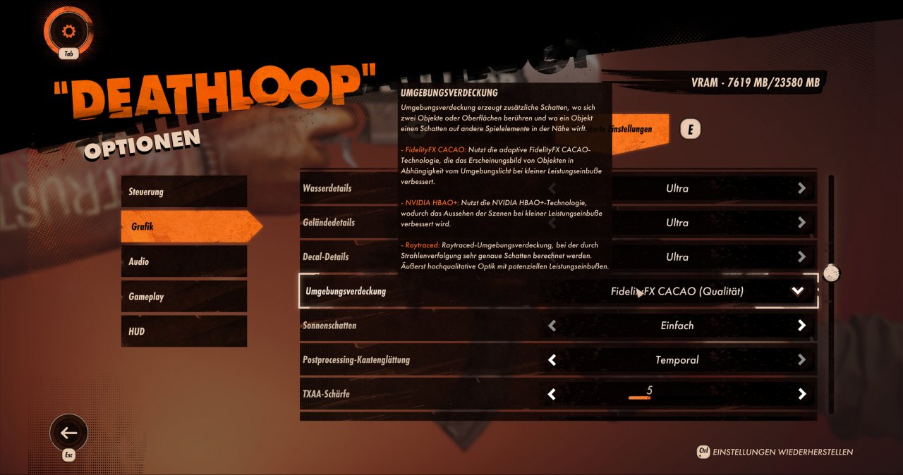 Deathloop AO-Optionen