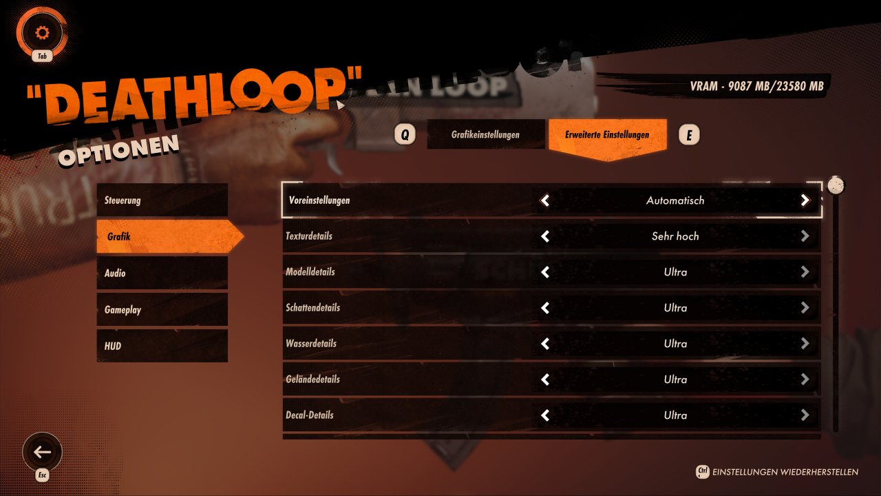 Deathloop Erweiterte Grafikeinstellungen