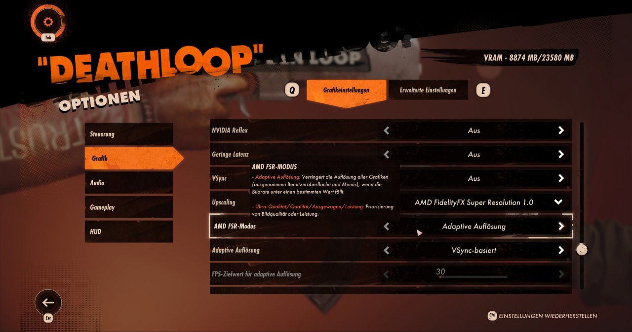 Deathloop FSR-Optionen