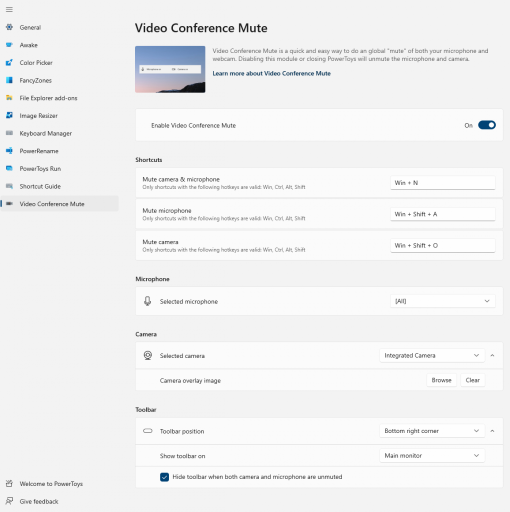 [16/09/2021] Microsoft PowerToys Video Conference Mute
