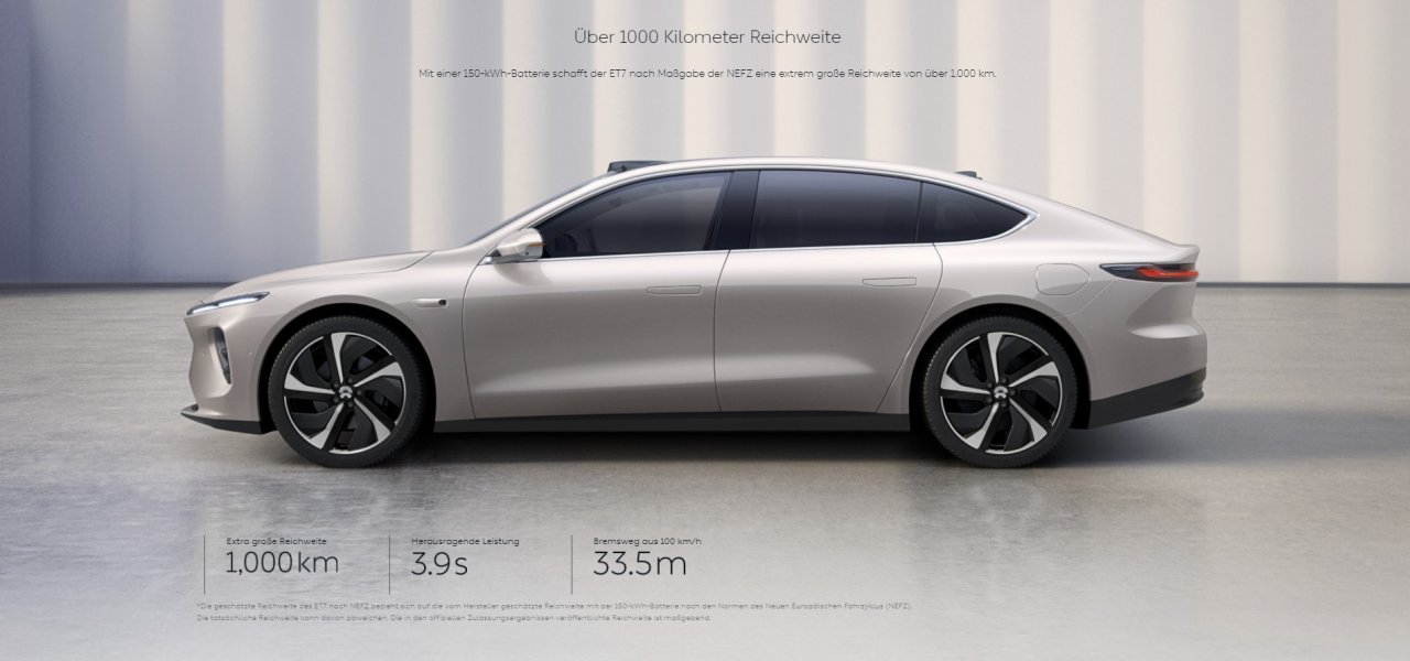 [24/09/2021] Nio ET7 Elektroauto mit 1.000 km Reichweite.