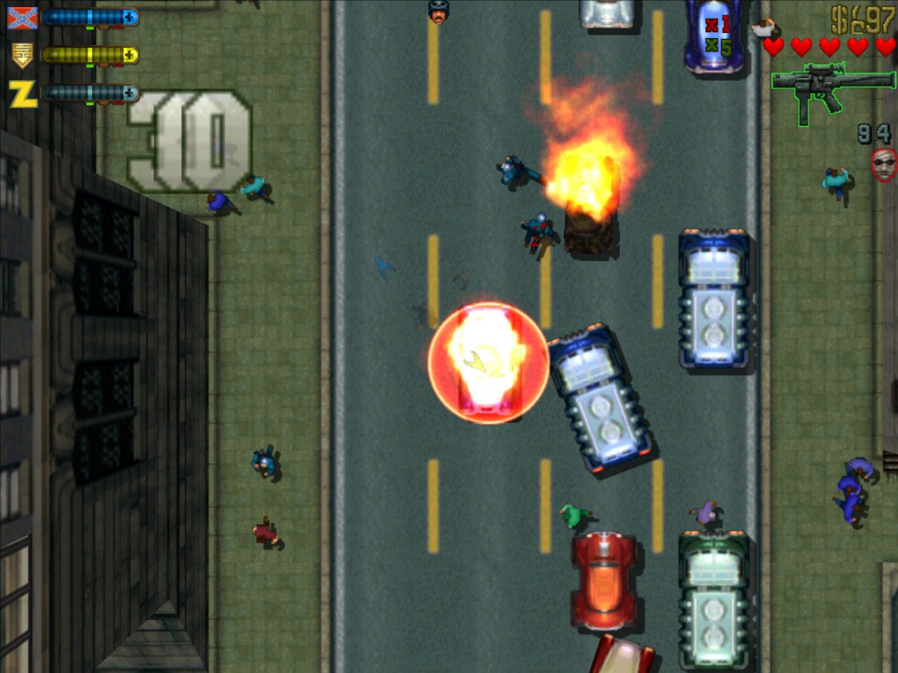 [11/10/2021] Eine optische Pracht war GTA 2 nicht gerade, dafür hatte das Spiel seinen eigenen Retro-Stil.