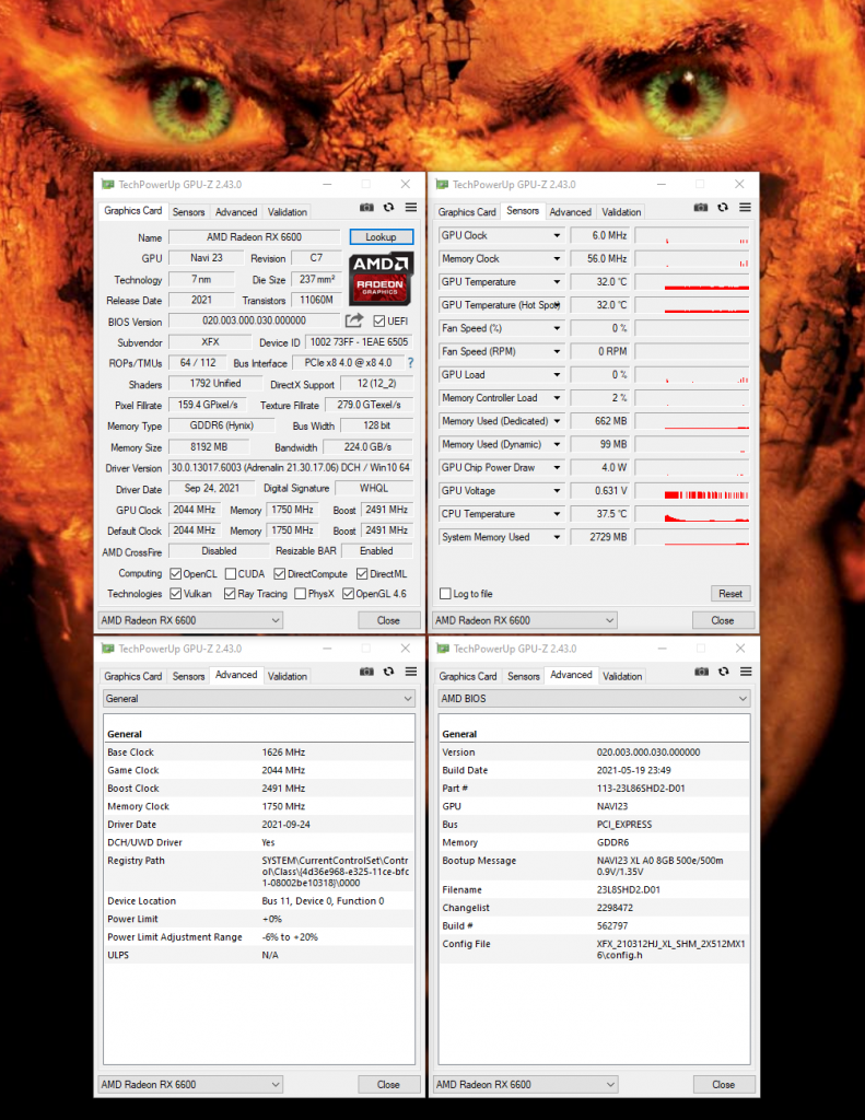 [10/10/2021] AMD Radeon RX 6600 XT: GPU-Z-Overview