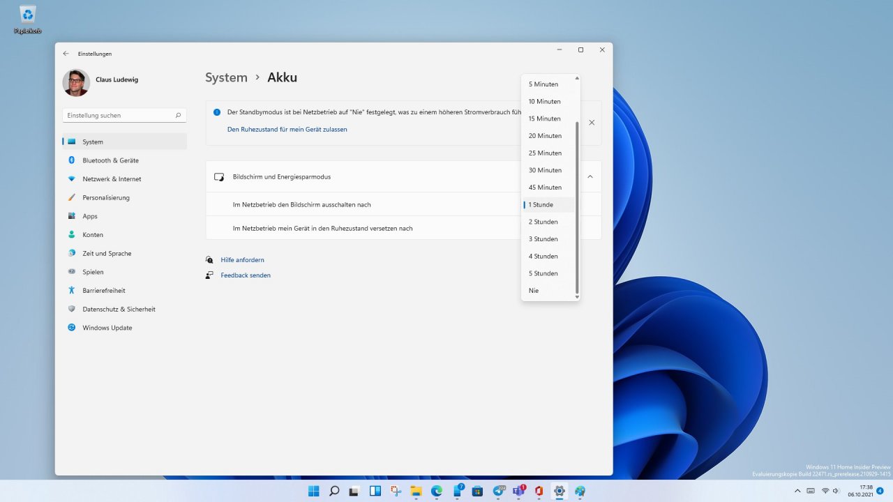 [06/10/2021] Bildschirm ausschalten konfigurieren in Windows 11