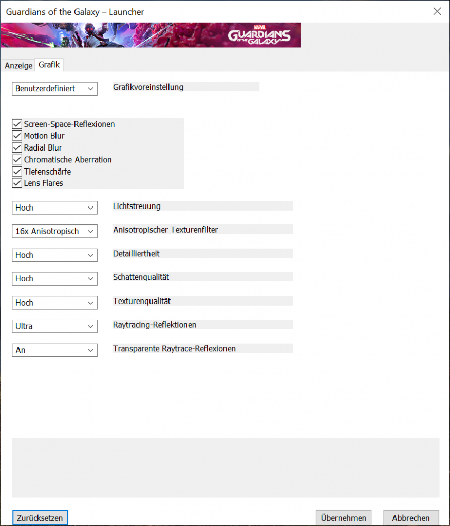 Marvel s Guardians of the Galaxy Settings Launcher 2