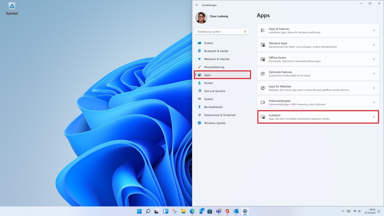 [07/10/2021] Microsoft Teams aus dem Autostart entfernen.