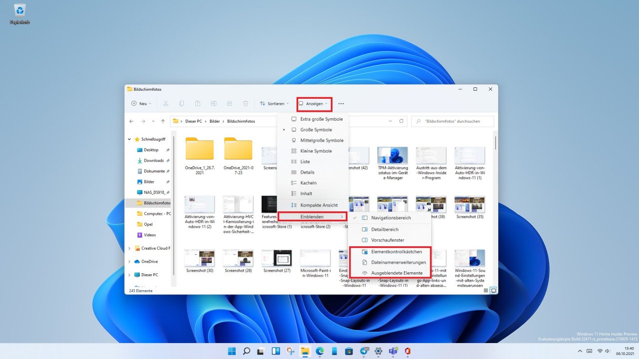 [06/10/2021] Windows 11 Datei Explorer Dateitypen anzeigen