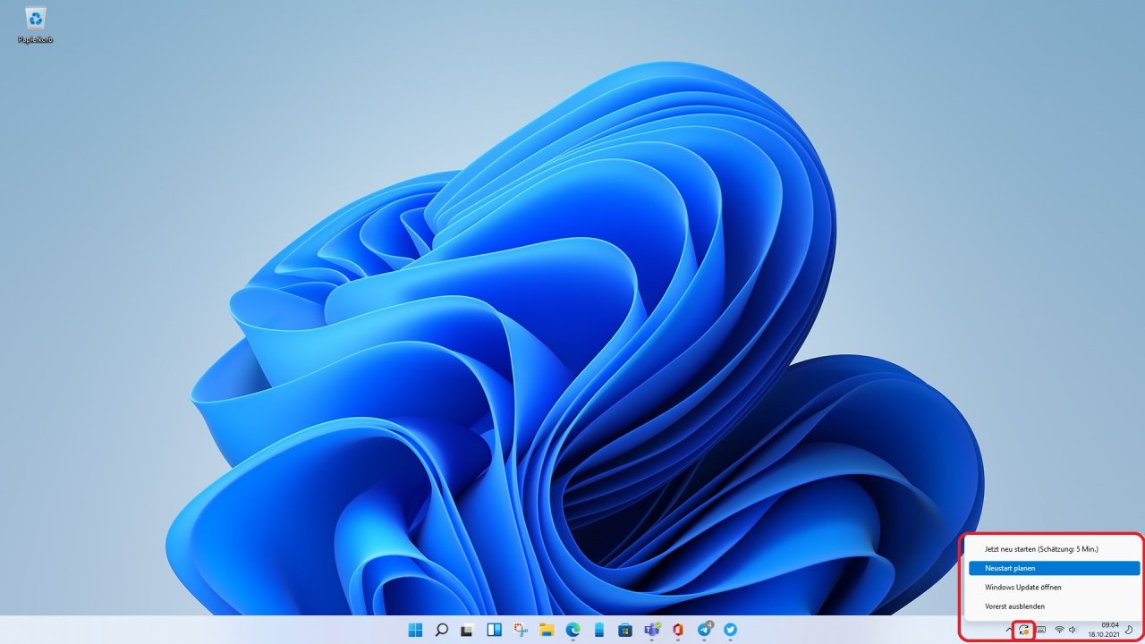 [18/10/2021] Windows Update in Windows 11 mit geplantem Neustart 01