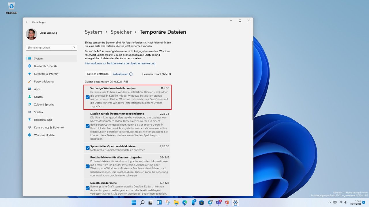 [06/10/2021] Windows.old entfernen in Windows 11 2