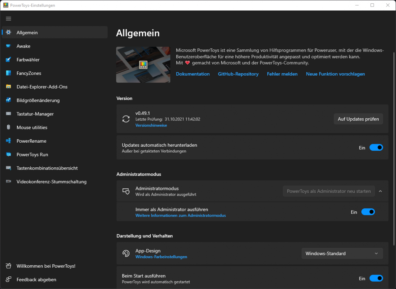 [31/10/2021] Powertoys 0.49: Neue Version mit Verbesserungen für Windows 11