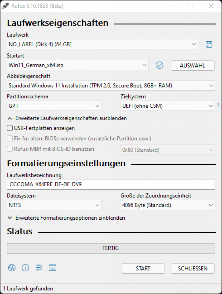 [11/10/2021] Regulärer Bootstick für Windows 11