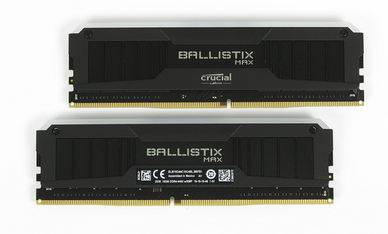 [04/11/2021] Crucial Ballistix Max RGB BLM2K16G44C19U4BL: 2× 16 GiByte DDR4-4400 (19-19-19-46) @ 1,40 Volt, single-ranked