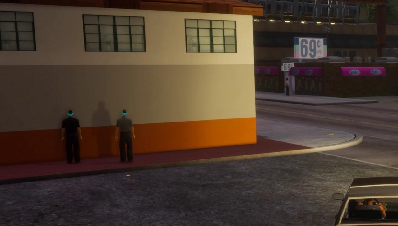 NPCs haben oft die Angewohnheit, stumpf vor einer Wand zu stehen. Erst sobald man als Spieler näher kommt aktivieren sich ihre üblichen Wege.