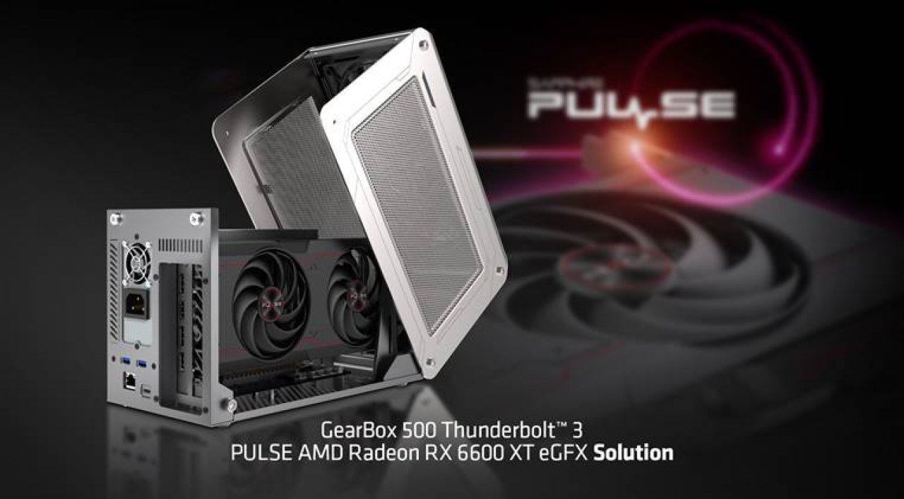 [30/11/2021] Sapphire Technology stellt das eGFX-Gehäuse Gearbox 500 für Thunderbolt 3 vor, welches im Bundle mit der Pulse RX 6600 XT erhältlich ist. (5)