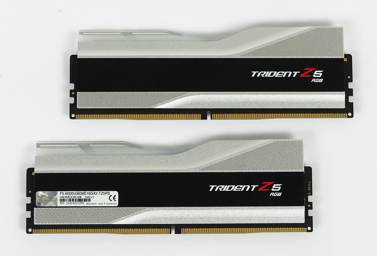 [04/11/2021] G.Skill Trident Z5 RGB F5-6000U3636E16GX2-TZ5RS: 2× 16 GiByte DDR5-6000 (36-36-36-76) @ 1,30 Volt, single-ranked
